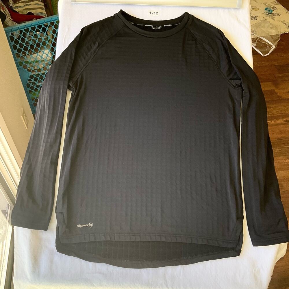 Russell w Dri-power 360 Men’s Long Sleeve T-shirt size S, Solid Black